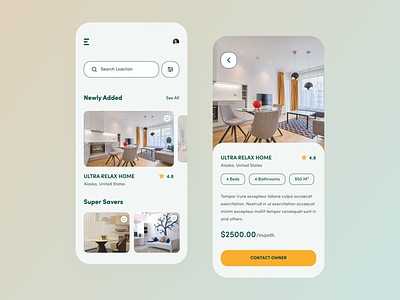 House Rental App UI app application house rental ios minimalist mobile app design ui ux visual design