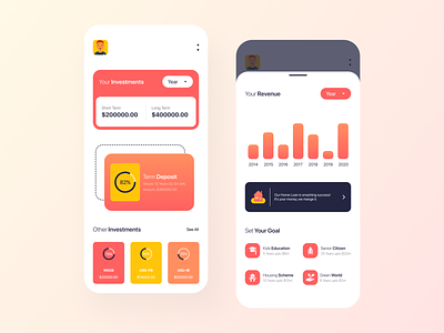 Investment App UI app application financial investment minimalist mobile app design money ui ui design ux visual design