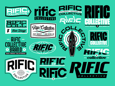 Rific Collective Brand Collection apparel badge bold brand brand design brand designer brand identity brand logo branding branding design bundle design logo logo design logo designer logodesign logotype merch sports surf