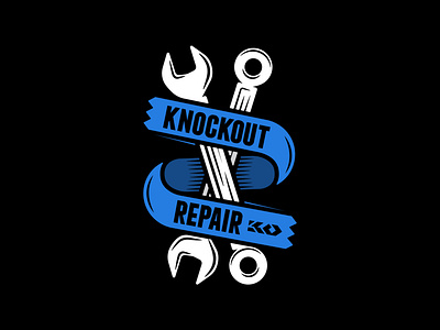 Knockout Repair Badge Design apparel badge badges bold brand identity brand logo branding circle clean designer illustration logo logodesigner logos merch patch round vanguard vintage