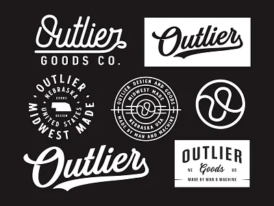 Outlier Goods Co apparel badge brand brand design brand identity brand logo branding custom identity letters logo logodesign logotype merch patch type typography vanguard vintage