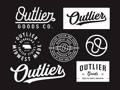 Outlier Goods Co apparel badge brand brand design brand identity brand logo branding custom identity letters logo logodesign logotype merch patch type typography vanguard vintage