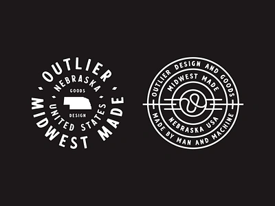 Outlier Badge Designs apparel badge badgedesign brand brand logo branding circle goods logo logo design logo designer logodesigner logos merch nebraska patch shirt sign tee vanguard