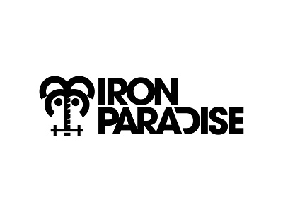 Iron Paradise bold brand brand identity branding clean gym identity iron logo logodesign logos logotype palm text vanguard wordmark