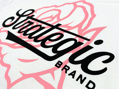 Strategic Rose Tee apparel bold brand branding custom design identity lettering logo logotype merch punk script skate type typography word wordmark