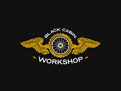 Black Cabin Workshop apparel bike bold brand branding designer illustration logo logos merch modern moto motocross tattoo vanguard vintage wheel wings