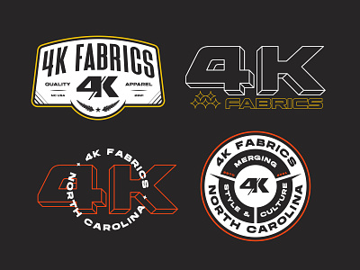 4K Fabrics apparel badge brand brand design branding bundle clothing collection kit logo logodesign logos logotype merch type type design typography vanguard wordmark