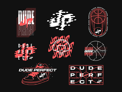 DUDE PERFECT // Brand Bundle action apparel badge basketball bold brand branding bundle clean collection dude perfect extreme icon illustration kit merch sports strong vanguard youth