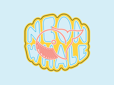 Neon Whale badge branding emblem logo neon ocean sign whale