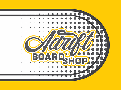 Adrift Board Shop adrift badge board logo sign skate skateboard storefront yellow