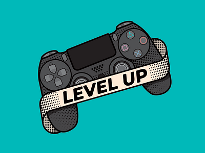 LEVEL UP banner controller games gaming logo playstation ps4 twitch video