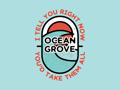 Ocean Grove Badge badge band grove logo merch ocean sun texture waves