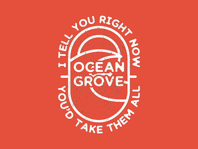 Ocean Grove Badge band branding grove logo merch ocean red shirt texture waves