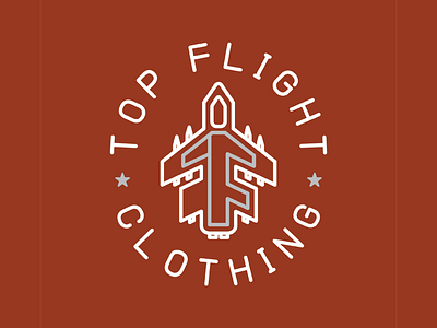 Top Flight Clothing airplane branding clean clothing flight fly jet logo plane sky soar topflight