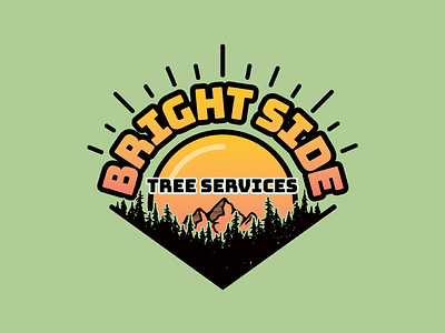 Bright Side Tree Services badge branding bungee gradient logo nature sun tree