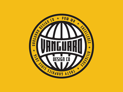 Vanguard Globe Badge badge badgedesign brand branddesign branddesigner brandidentity branding brandlogo globe logo logodesign logodesigner merchdesign patch patchdesign stickerdesign vanguarddesignco