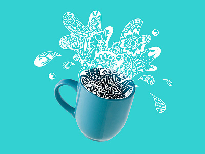 Spring Tea Splash adobe illustrator blends doodle floral promo splash spring tea