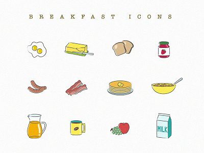 Breakfast Icons adobe illustrator breakfast eggs first things first icon pack illustration morning toast