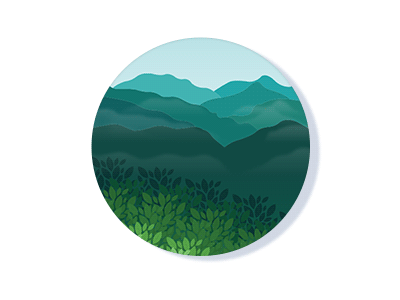 The Blue Mountains adobe illustrator adobe photoshop animated blue cloud design green hills illustration misty mountains tea view