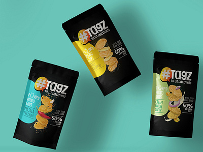 Tagz Popped Chips adobe illustrator adobe photoshop black branding design packaging premium snacks