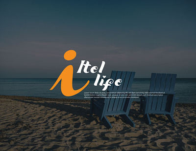 i- Itel life Beach Minimalist Logo Design brand design brand identity branding companylogo flat i logo icon logos minimal minimalist ui ux