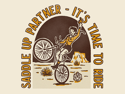 SaddleUp bicycle bike illustration jorts vector western
