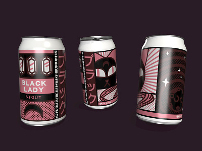 Black Lady Stout. beer branding can packaging sailormoon vector