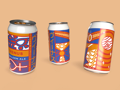 Venus Golden Ale beer branding can packaging sailormoon vector