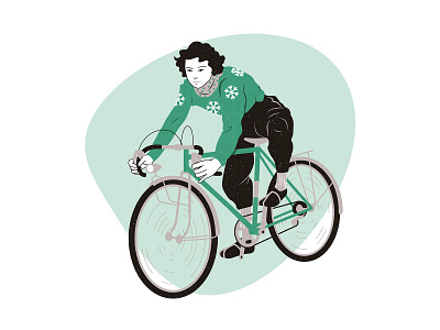 Lili Hyrse bicycle flat illustration historical illustraion woman
