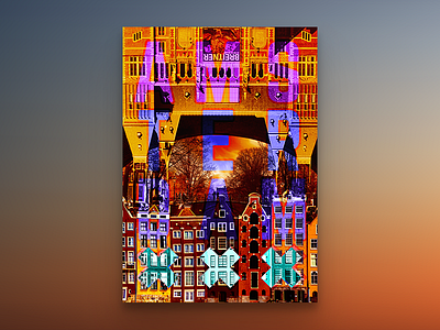 Amsterdam Poster abstract amsterdam art canal collage dam holland house netherlands overlay poster tower