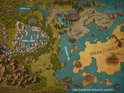 The Tales of Fourth Light - Fantastic Novel Map Designs