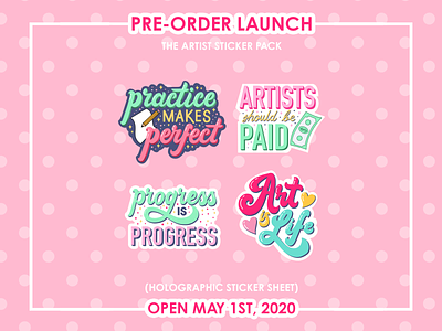 Pre-Order Sticker Sheet Launch Opens May 1st graphic designer hand lettering handdrawntype holographic stickers homwork illustration illustrator lettering preorder launch product launch sticker sheet stickers typography