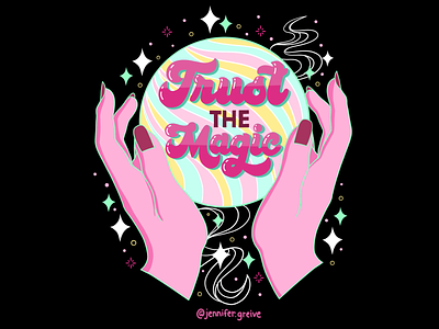 Trust The Magic 70sscript apparel graphic designer hand drawn type hand lettering hand lettering logo illustration illustrator script lettering t-shirt t-shirtdesign typography