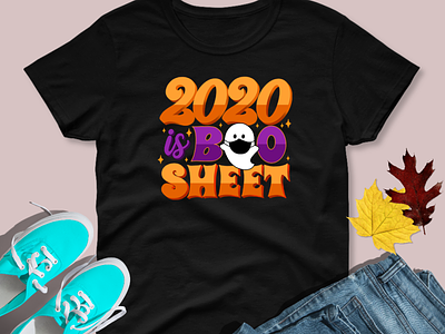 2020 is Boo Sheet T-shirt and Sticker 2020 2020 is boo sheet apparel ghost halloween hand drawn type hand lettering happy halloween i love halloween i love halloween illustration laptop decal mask sticker sticker shop tshirt water bottle decal