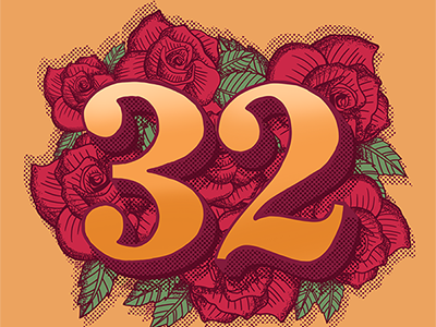 32nd Birthday birthday graphic designer hand lettering illustration illustrator ipadpro lettering lettering artist procreate rose roses vintage