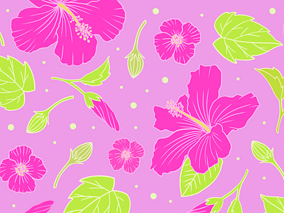 Hibiscus Flower Pattern flower half drop pattern hawaiian flower hibiscus flower illustration pattern pattern design repeat pattern