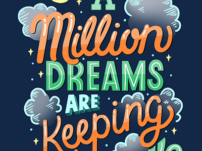 A million dreams are keeping me awake a million dreams digital art digital print hand lettering hand lettering logo home decor poster quote song the greatest showman wall art wall decor