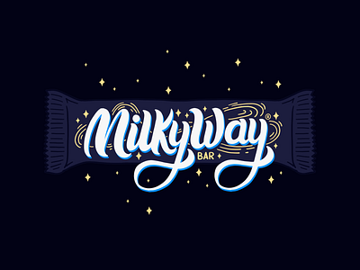 Milky Way Packaging candy bar hand drawn type hand lettering hand lettering logo illustration milky way modern lettering packaging redesign script lettering typography