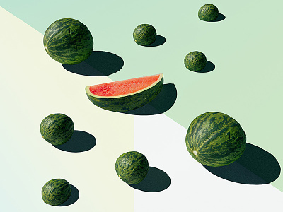 Just Watermelons 3d c4d cinema4d fruit graphical green maxon minimal poster watermelon