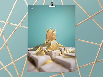 Egg Royale abstract arnold c4d c4dtoa cinema4d crown egg gold liquid photoshop poster royale