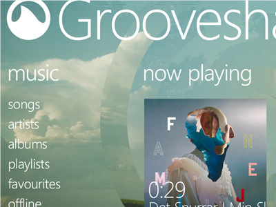 Grooveshark for Windows Phone Concept concept grooveshark idea panorama pivot windows phone wp7