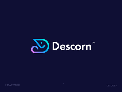 Descorn Logo Design blue branding d letter d logo descorn logo logo design logo type logos logotype pink pink logo unicorn unicorns