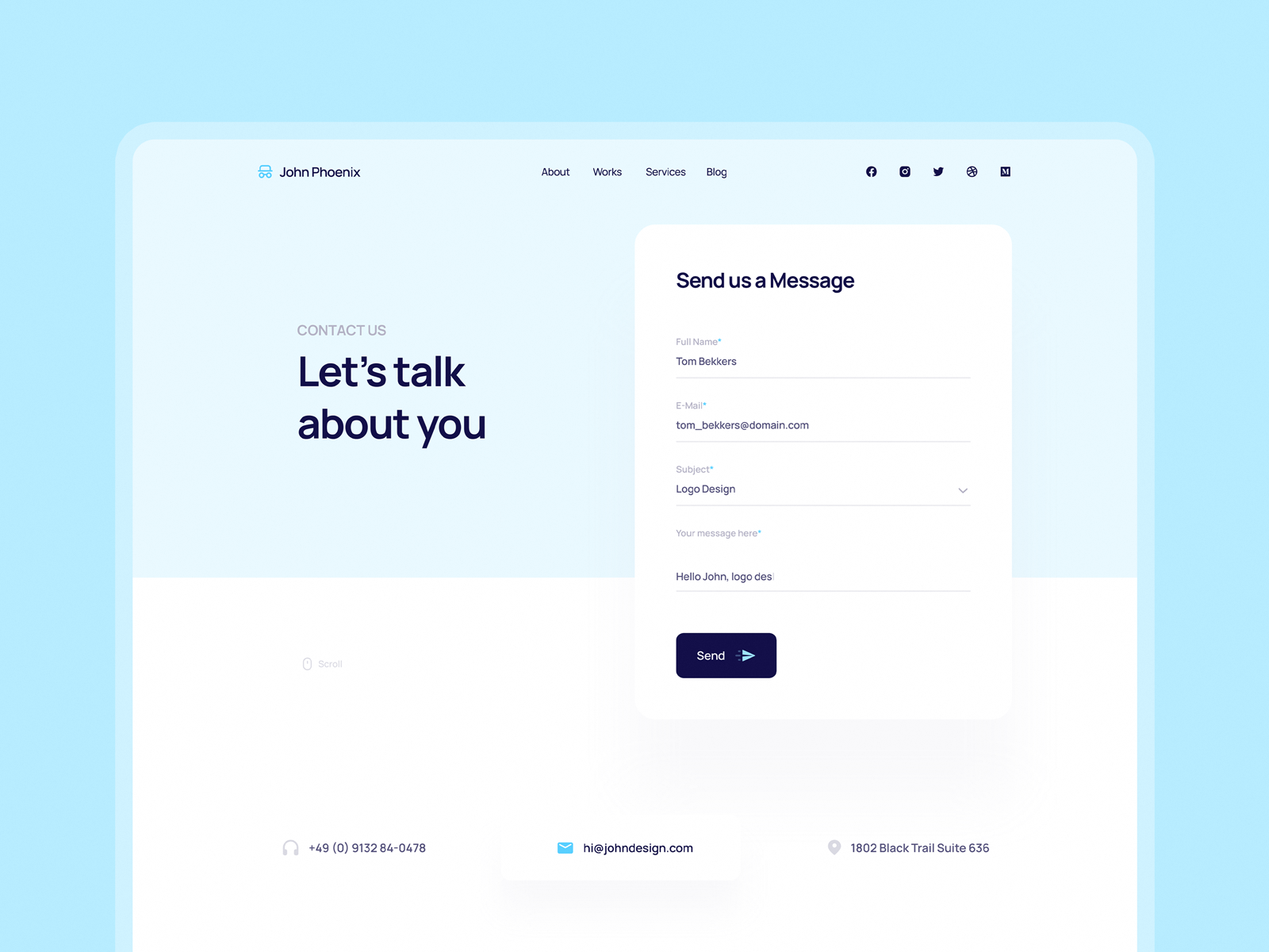 Portfolio Contact Page by Erşad Başbağ for Flowbase on Dribbble