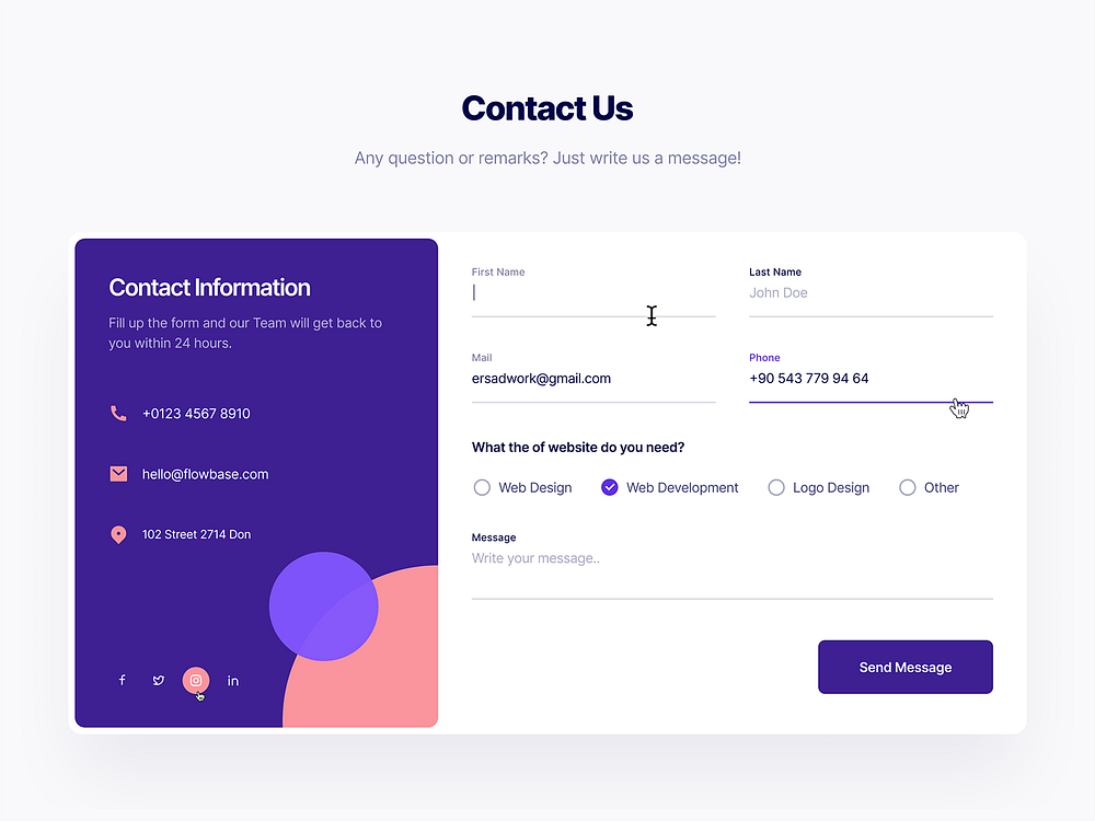 Contact Form 01 by Erşad Başbağ for Flowbase on Dribbble