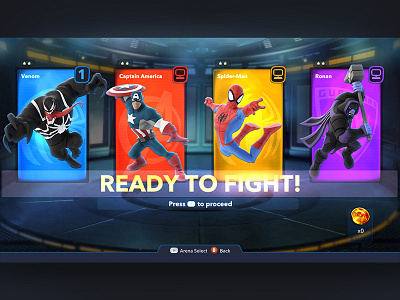 Ready Up screen for Disney Infinity Marvel Playset animation design disney game infinity marvel ui ux