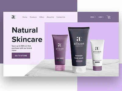 Alison Cosmetics Landing page UI alison cosmetics cosmetics dailyui design interfacedesign landing page logocore minimalist simple design typographic ui ux webdesign