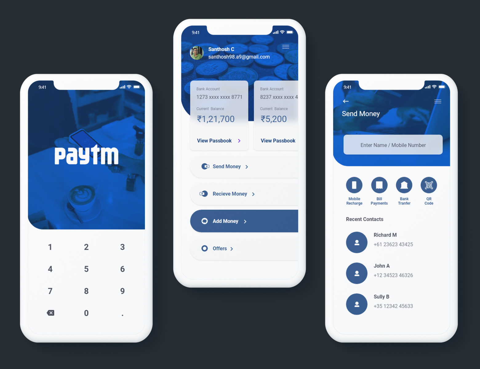 Paytm App Redesign by Santhosh C on Dribbble