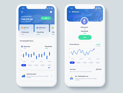 Bitcoin app app app design bitcoin blue clean ui cleanui concept crypto currency app dailyui financial app interfacedesign ios app minmalist trading ui ux