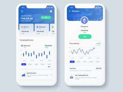 Bitcoin app app app design bitcoin blue clean ui cleanui concept crypto currency app dailyui financial app interfacedesign ios app minmalist trading ui ux