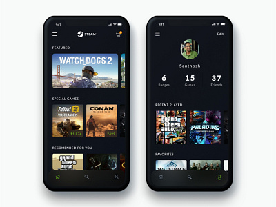 Steam App Redesign app dailyui game gaming interfacedesign ios playstation redesign steam trade ui ux xbox